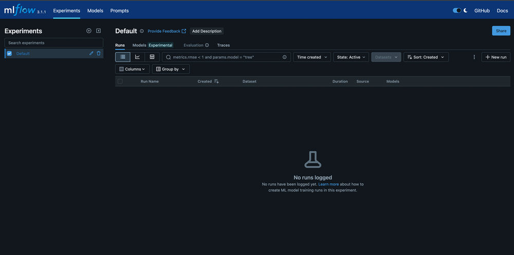 MLflow UI screenshot