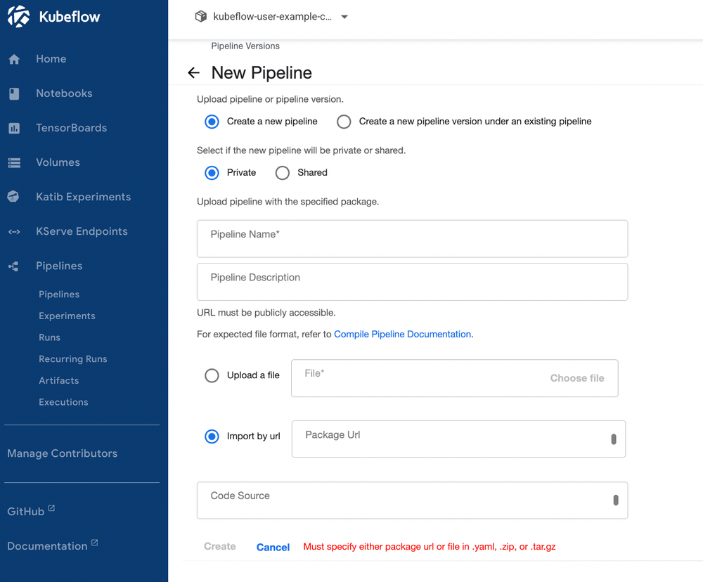 Upload pipeline YAML